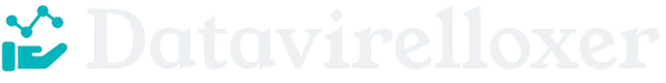 Datavirelloixer logo with a blue icon and white text on a black background